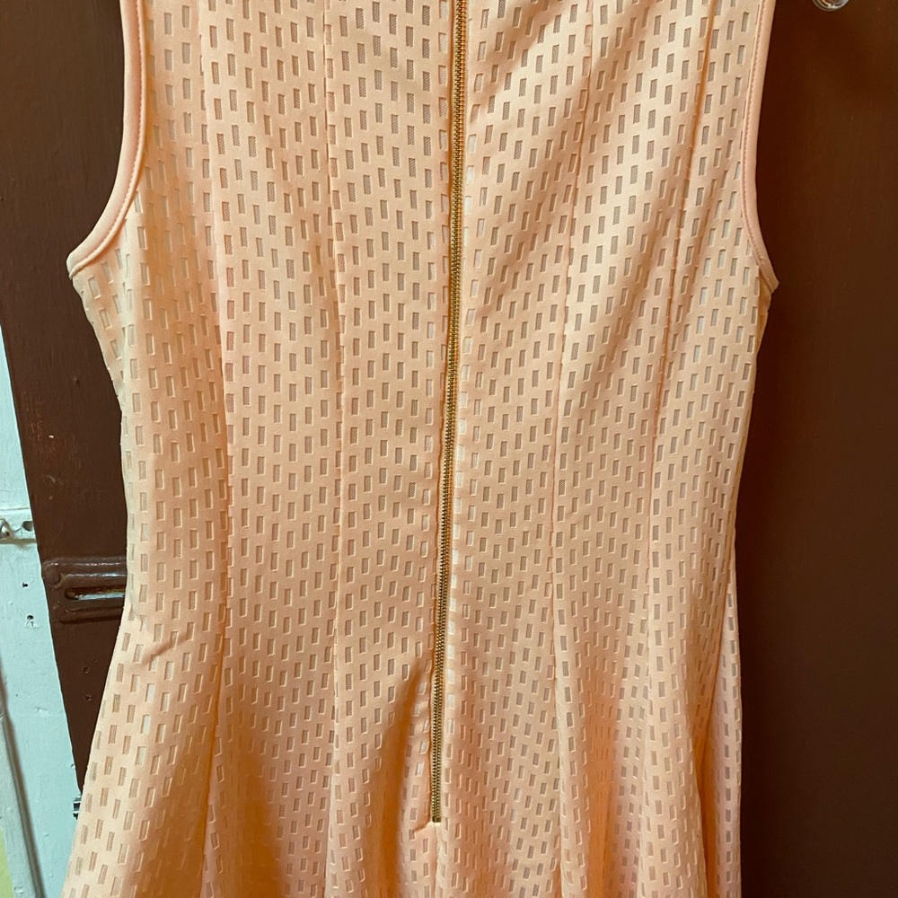 CALVIN KLEIN BLUSH PINK SLEEVELESS A-LINE DRESS WITH SOLID INTERIOR LINING - Picture 5 of 12